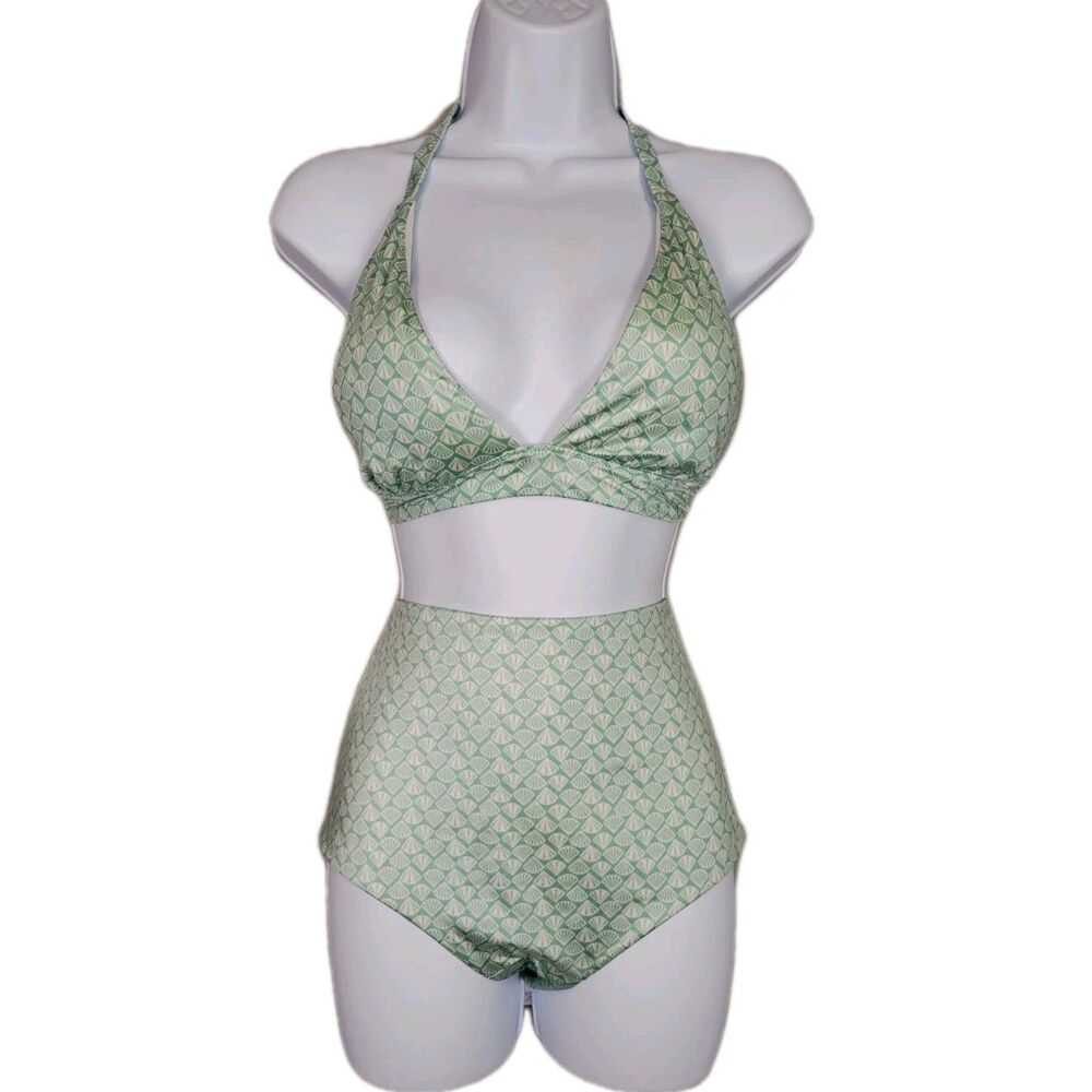Victoria's Secret 2 Pcs Bikini Set Womens Large Halter Top High Waist Bottom